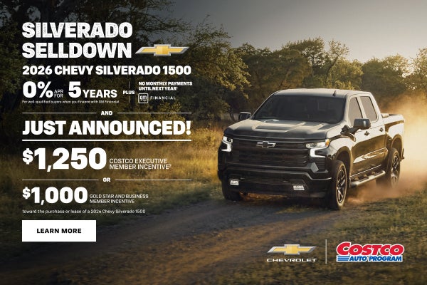 2026 Chevy Silverado 1500. 0% APR for 5 years for well qualified buyers when you finance with GM ...